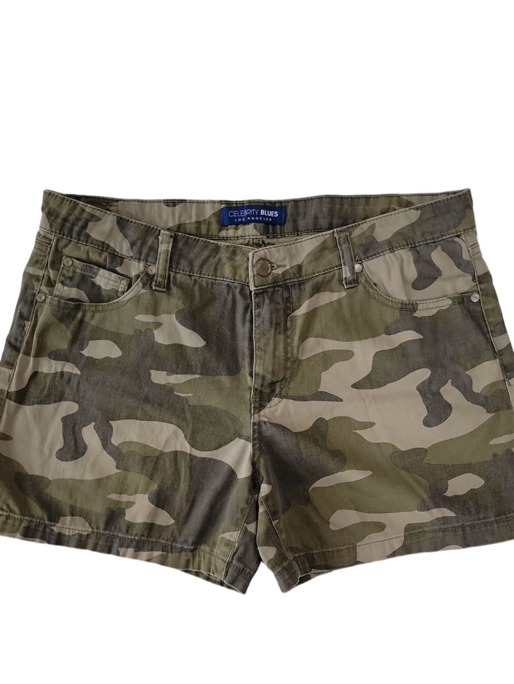 Celebrity Blues Camo Shorts Olive Green Size 8 EUC